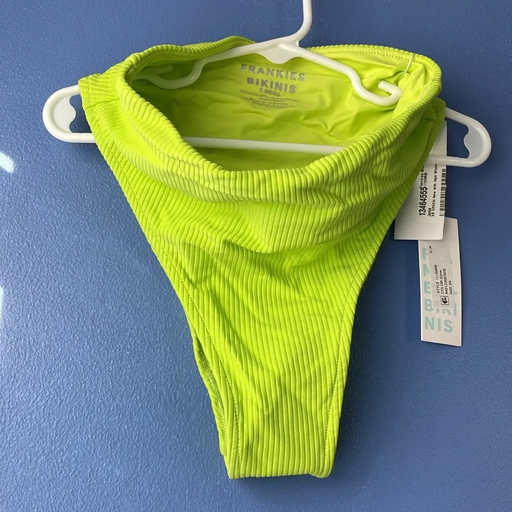 Frankie’s high leg green authentic swim bottom Jenna ribb chartreuse apple XS
